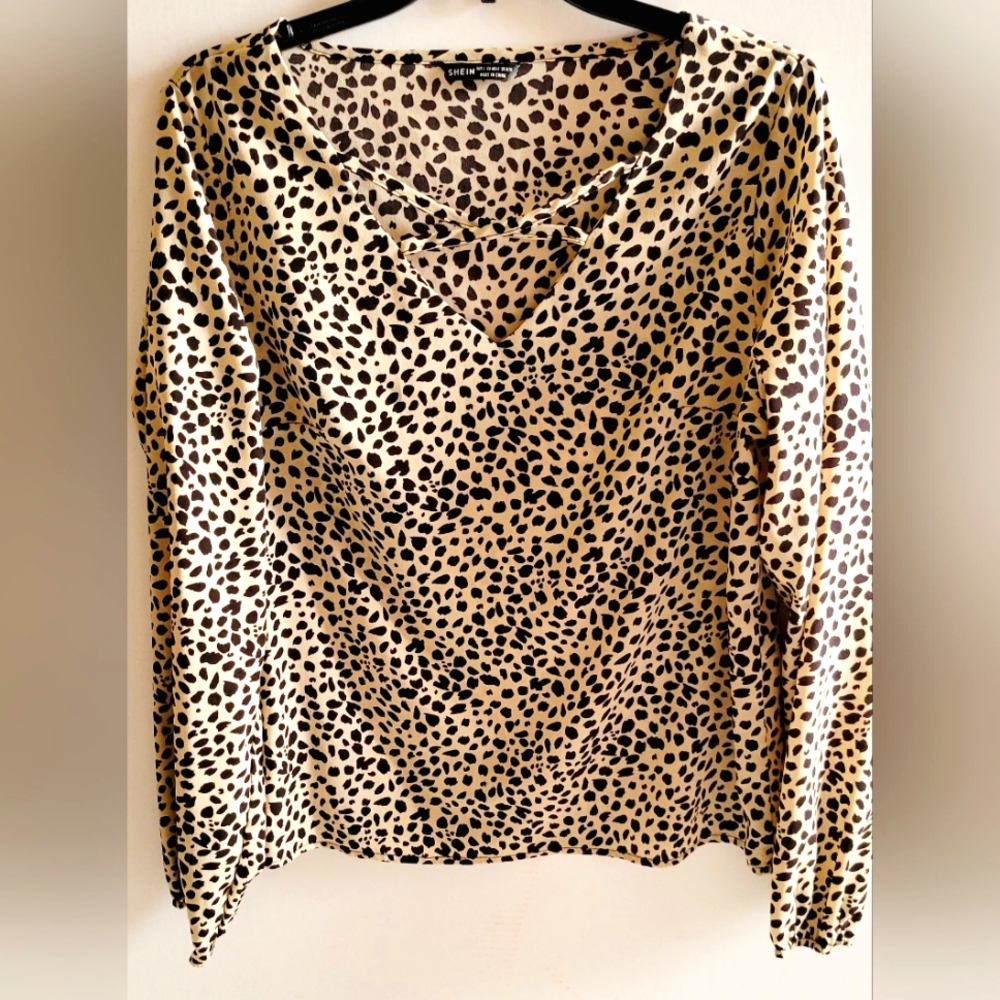 Womans Cheetah Print Blouse By Shein